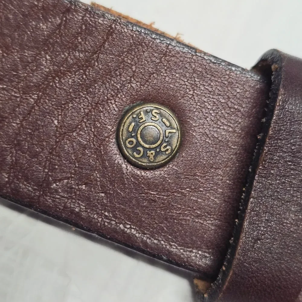 Levis Mens Full Grain Brown Genuine Leather Belt Size 44 Vintage Made In USA
